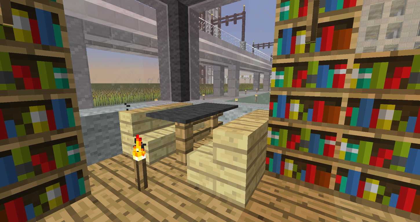 都市開発 図書館とカフェ おしゃれの融合ができました 2 都市クラフターによる雑記帳 Minecraft