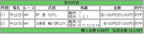 3.31 中山4R 的中馬券