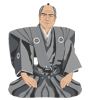 裃老武士お辞儀バック白