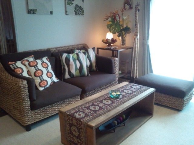 ウォーターヒヤシンスソファー　 クッション付き　アジアンエスニック風 ウォーターヒヤシンスソファー クッション付き アジアンエスニック風