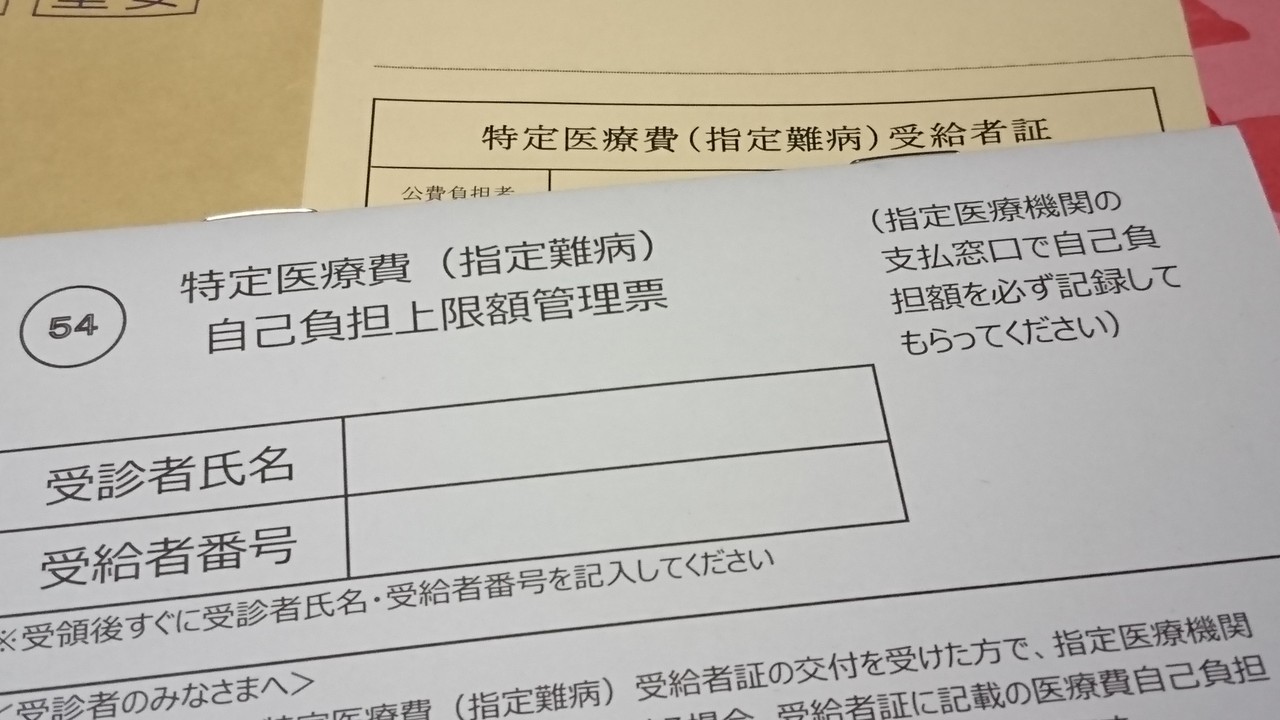 H 30 特定医療費 指定難病 受給者証 ひるりんのuc日記