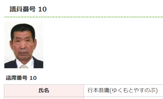 兵庫県赤磐市議行本