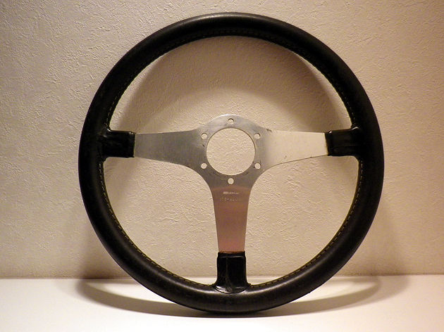 当時物 CHECKMAN チェックマン レザー ステアリング ハンドル 34パイ