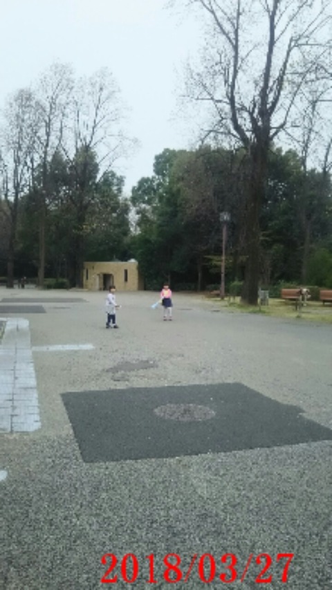 ⑰凧揚げしている幼い姉妹