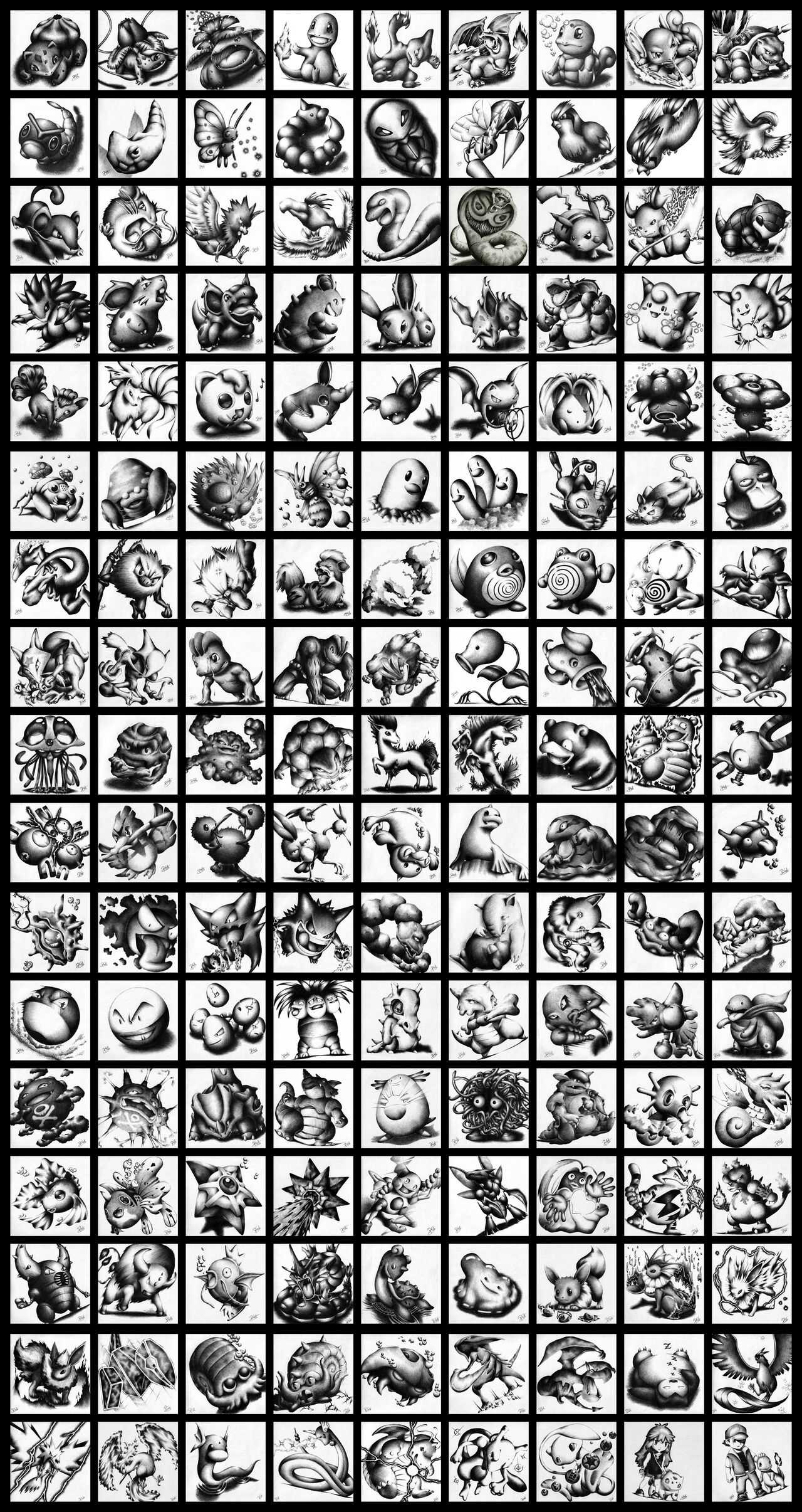 衝撃 redditに9年かけて初代ポケモン151匹描きあげた人が登場 アメリカ人 すごい仕事だ レディっと速報