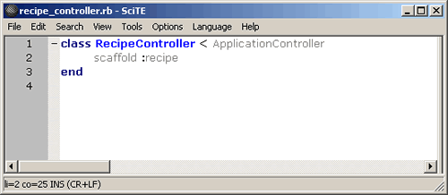 one line of code in RecipeController
