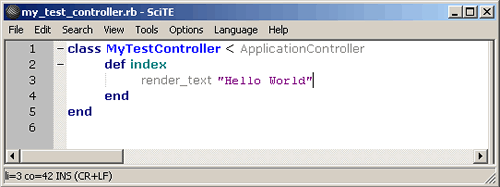 the index method of MyTestController
