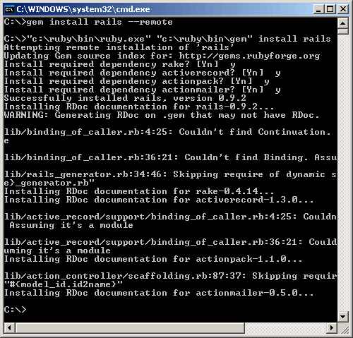 installing Rails through RubyGems
