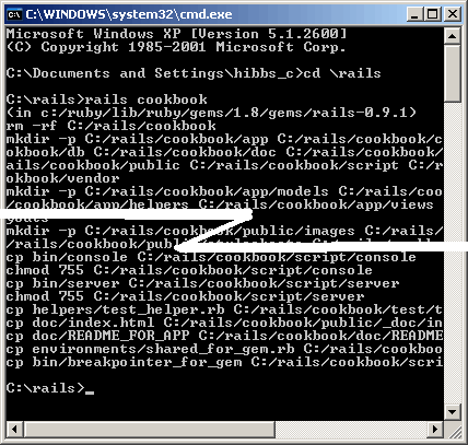 A newly created Rails application directory
