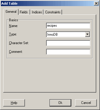 the Add Table dialog box
