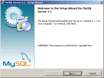 MySQL Server setup wizard