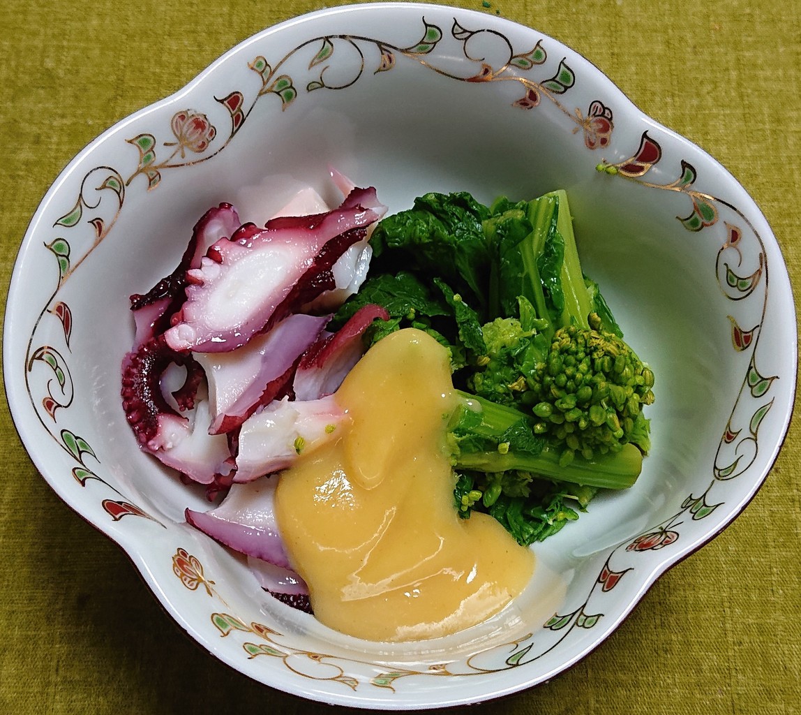 菜花とタコのからし酢味噌掛け ぶつぶつもぐもぐ 日々の食生活とか云々