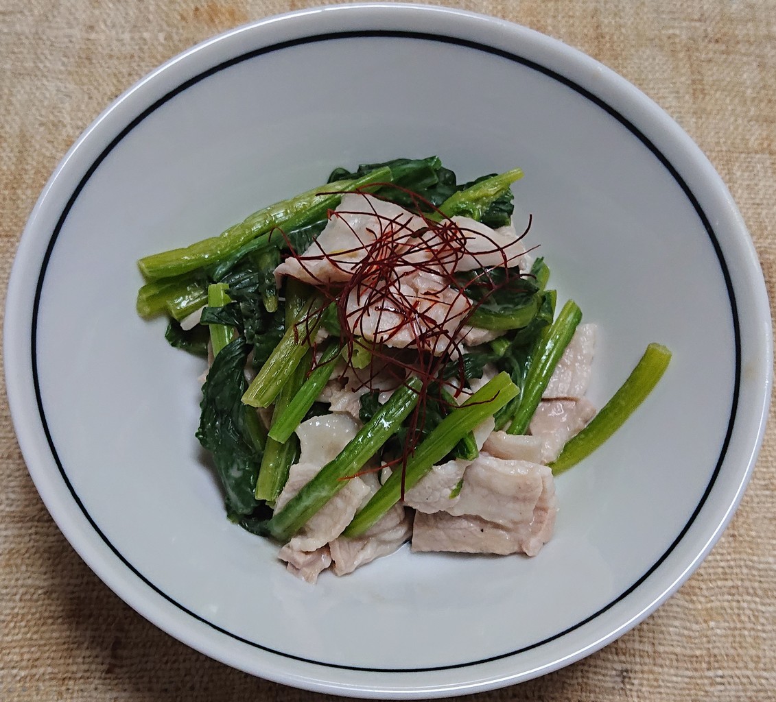 豚肉とほうれん草のゴマだれ和え からふとししゃもの塩焼き ぶつぶつもぐもぐ 日々の食生活とか云々 豚肉とほうれん草のゴマだれ和え からふとししゃもの塩焼き ぶつぶつもぐもぐ 日々の食生活とか云々