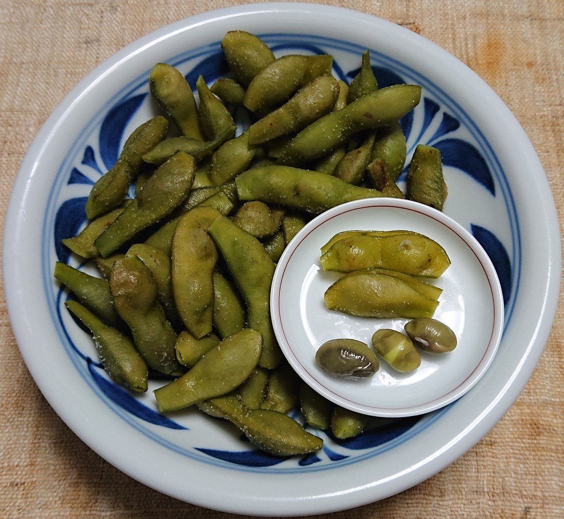 山芋短冊と刻みからすみの小鉢 紫ずきんの塩茹で ぶつぶつもぐもぐ 日々の食生活とか云々