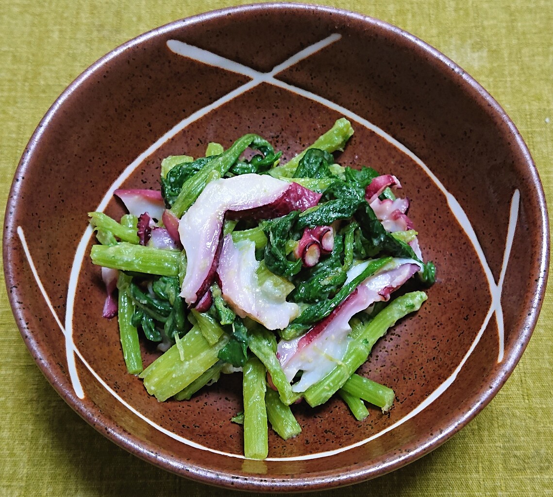 春菊とタコのからし酢味噌和え ぶつぶつもぐもぐ 日々の食生活とか云々