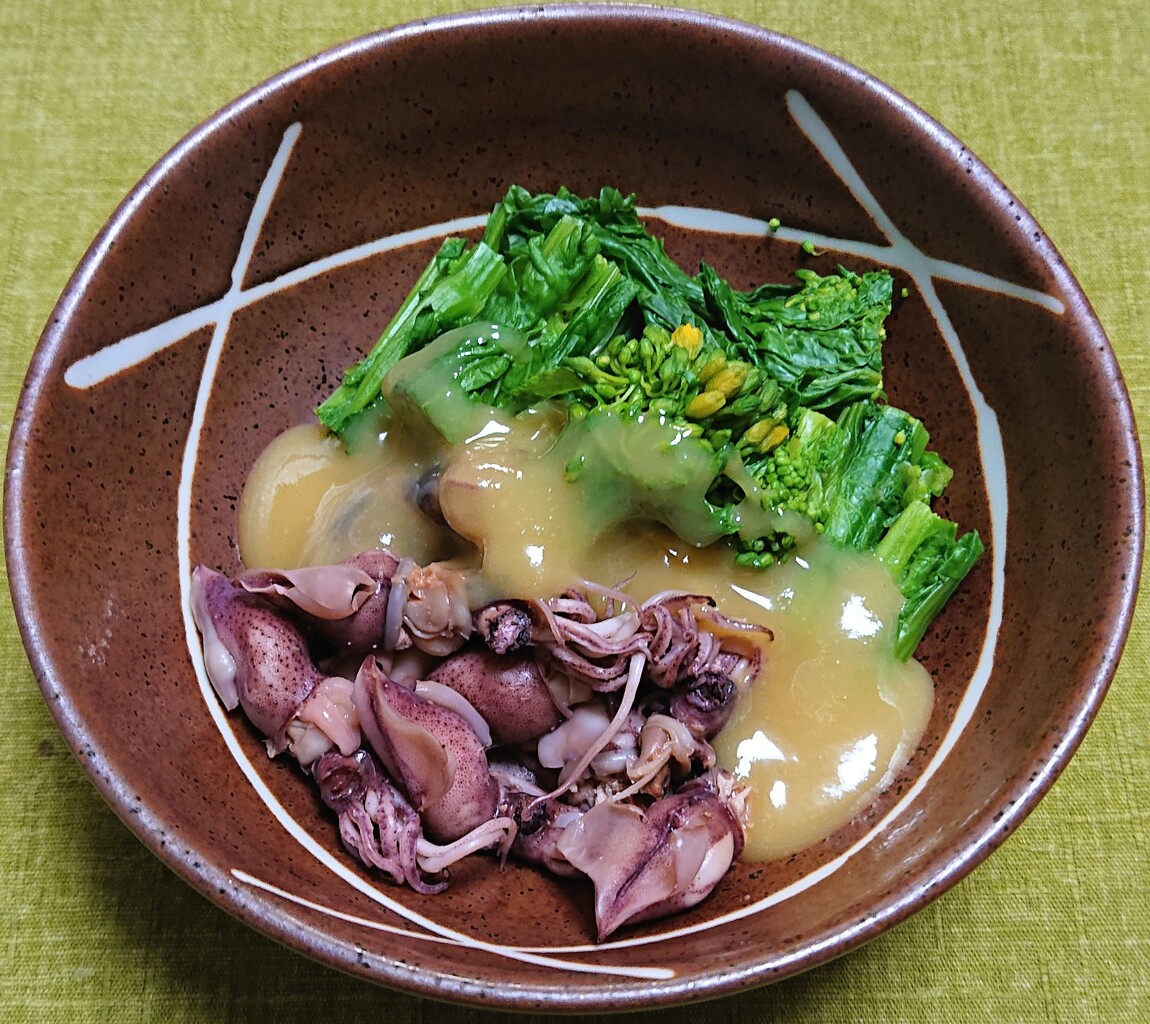 菜花とホタルイカのからし酢味噌掛け ぶつぶつもぐもぐ 日々の食生活とか云々