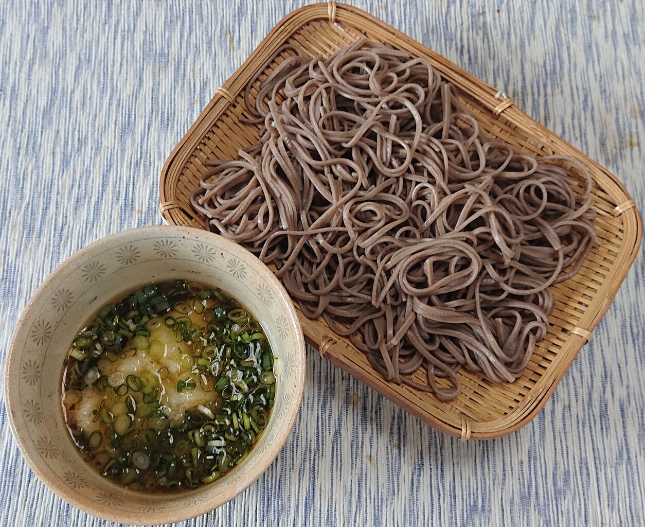 刻みねぎととろろ入りのつゆでざるそば ぶつぶつもぐもぐ 日々の食生活とか云々