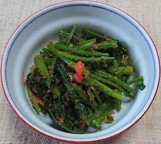 ほうれん草の辛子明太子和え ヒラマサのなめろう風 ぶつぶつもぐもぐ 日々の食生活とか云々