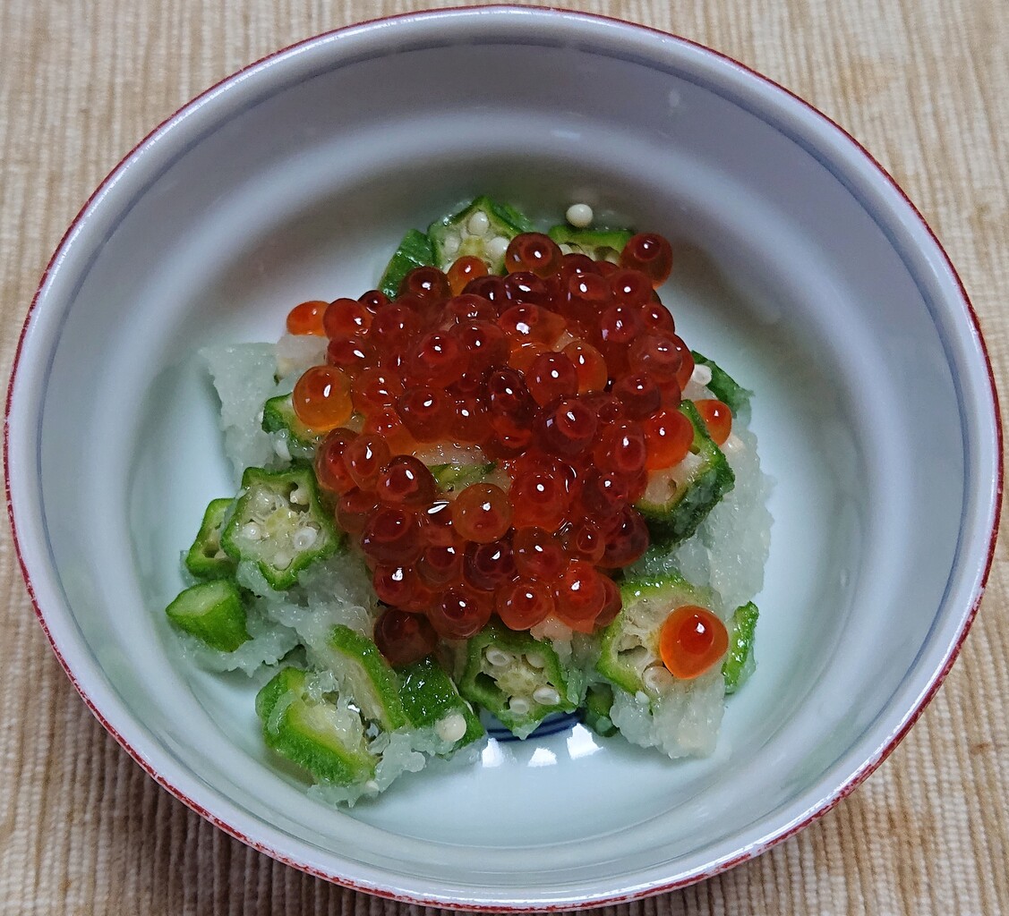 イクラとオクラのおろし和え タコの刺身 ぶつぶつもぐもぐ 日々の食生活とか云々