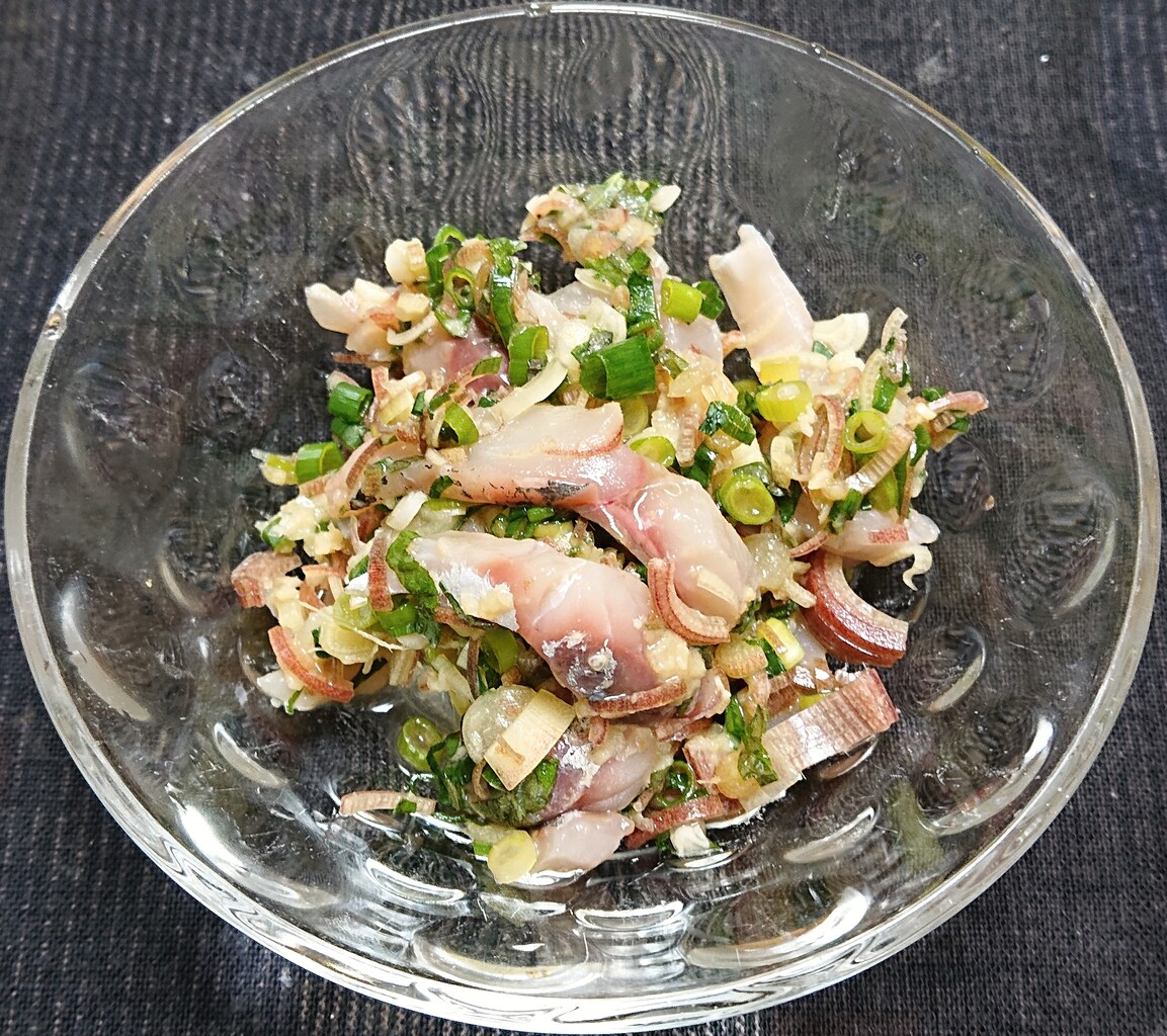 アジの香味野菜和え ぶつぶつもぐもぐ 日々の食生活とか云々 アジの香味野菜和え ぶつぶつもぐもぐ 日々の食生活とか云々