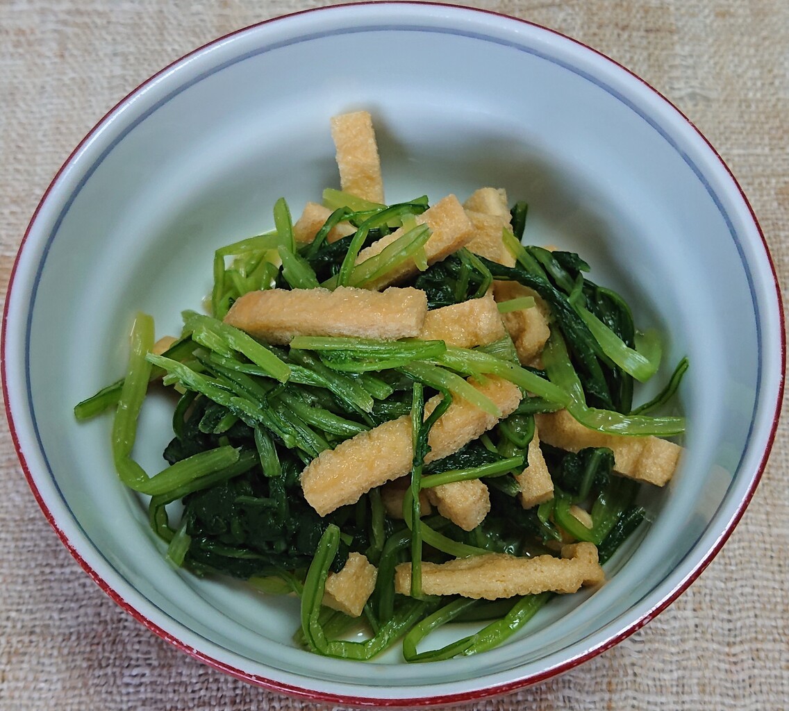 壬生菜と油揚げのからし和え ぶつぶつもぐもぐ 日々の食生活とか云々