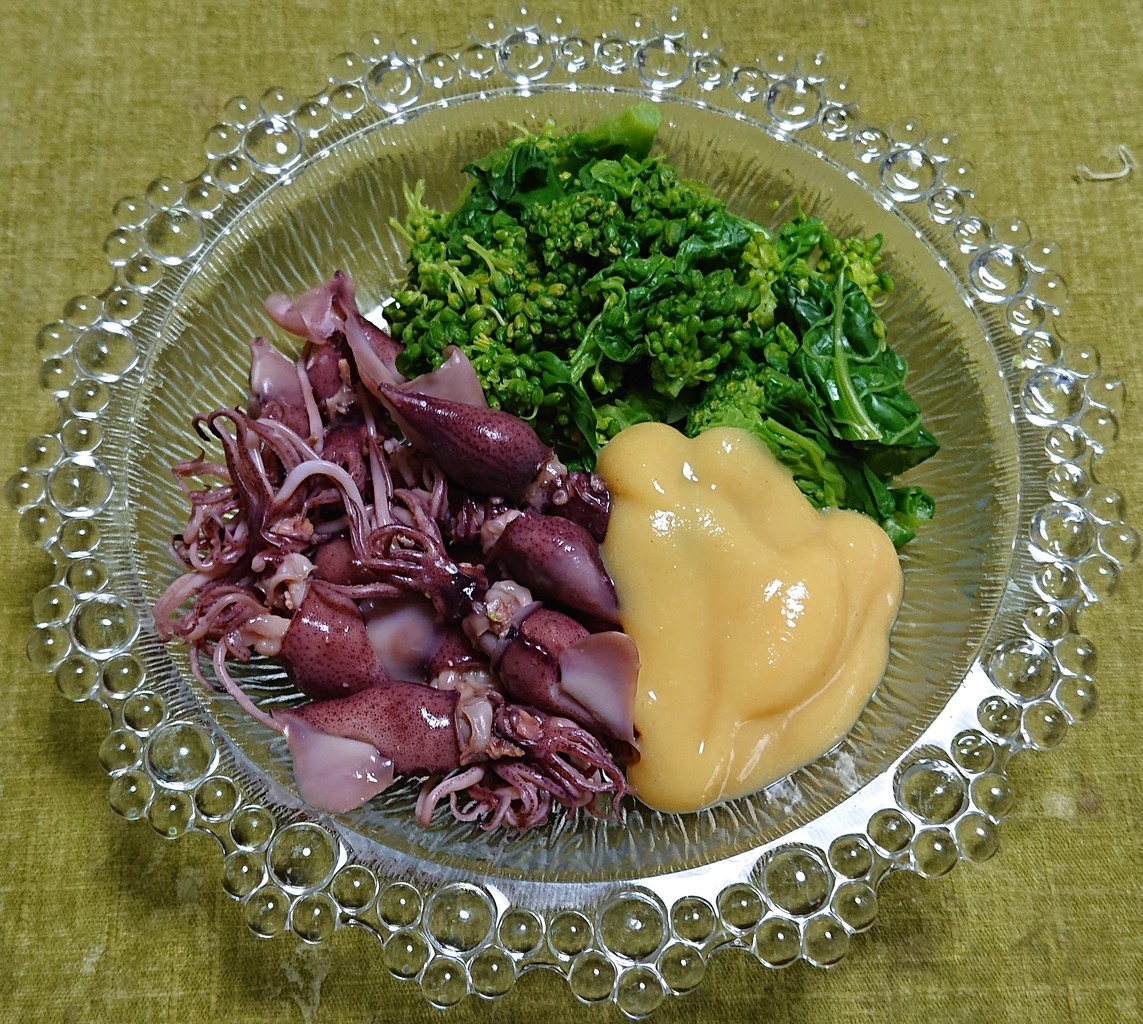 ホタルイカと菜花のからし酢味噌掛け ぶつぶつもぐもぐ 日々の食生活とか云々