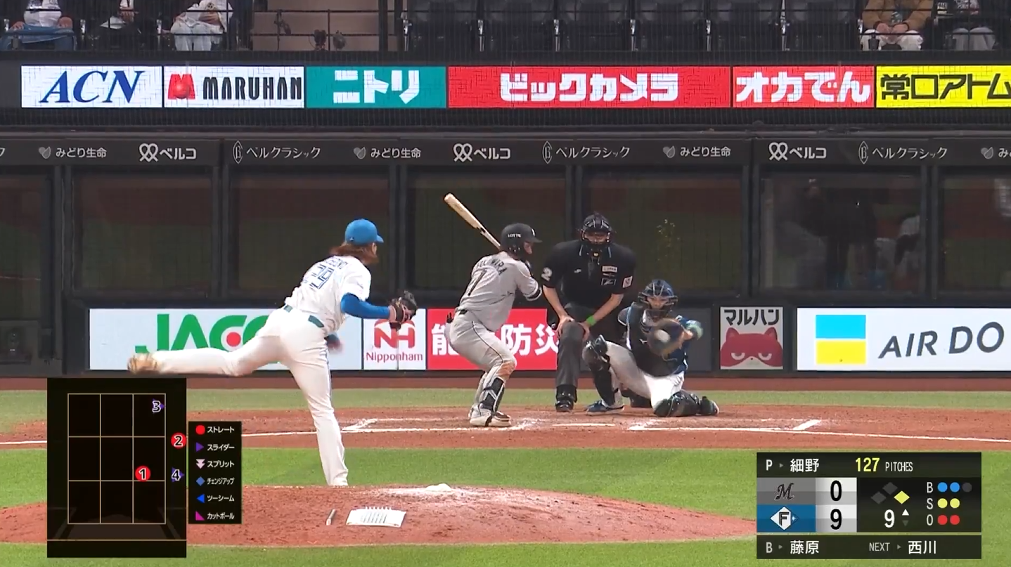 【画像】日ハム細野のノーヒットノーラン、最後の三振がガチでボールすぎるｗｗｗｗｗｗｗｗｗｗ