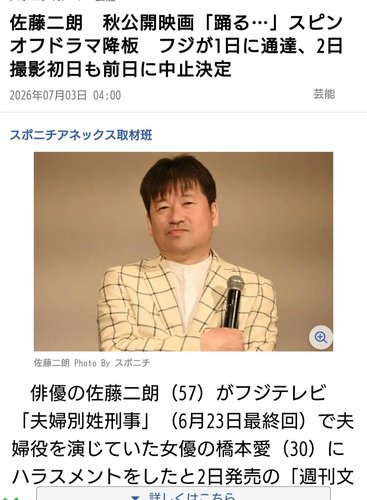 【悲報】佐藤二朗さん、踊る大捜査線を降ろされる・・・・・・・・・