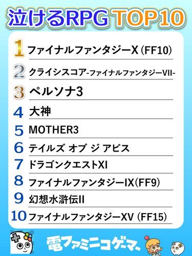 【爆笑】泣けるRPGトップ10、決まるｗｗｗｗｗｗｗｗｗｗ