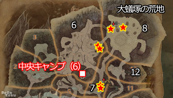 げーれぼ速 Mhw 8任務 古龍の痕跡探し 大蟻塚の荒地編 痕跡の場所まとめ 足跡モンハンワールド ゲームれぼりゅー速報