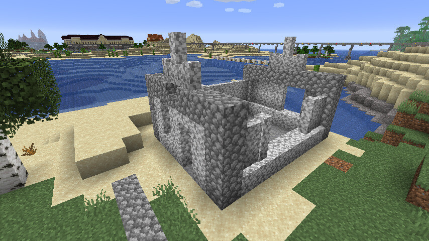 浜辺の白い家を作る マインクラフトてんやわんや開拓記