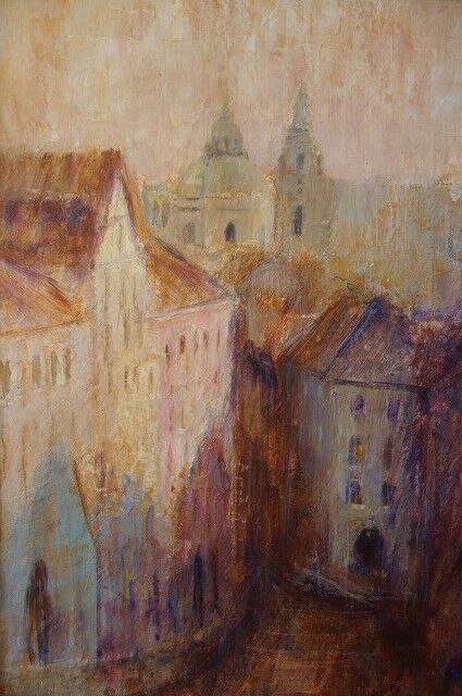 ヨーロッパ風景画 朝日の当たる旧市街 杜舒アオ 画廊 Gallery Ao Morino ヨーロッパ風景画 朝日の当たる旧市街 杜舒アオ 画廊 Gallery Ao Morino