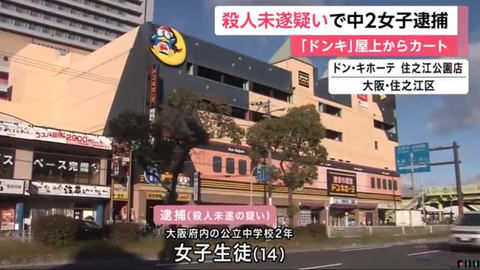 ドンキ屋上からカート落とす