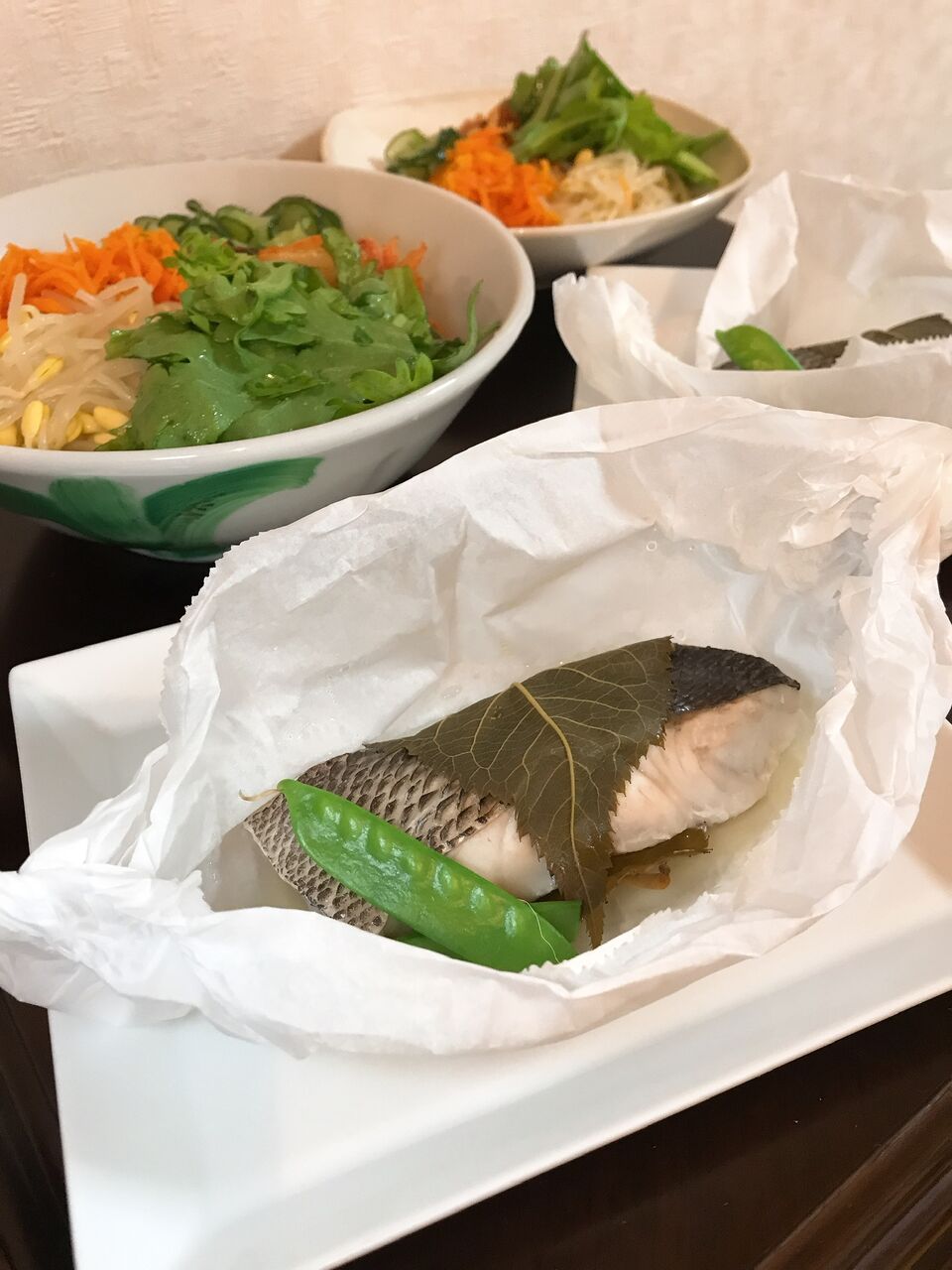 季節の白身魚で 桜葉の包み蒸し イェジンさんち 예진의 엄마 손