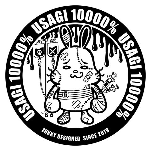 Tシャツデザインうさぎ10000%(黒)
