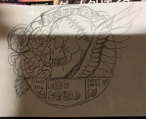 スカルハートTシャツラフ