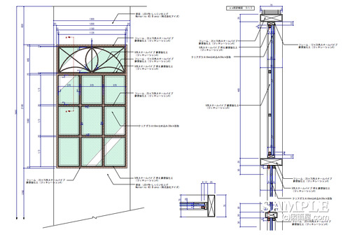 店内サッシュ詳細図