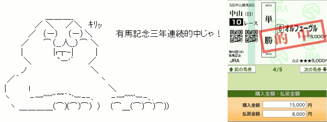 有馬記念 的中馬券