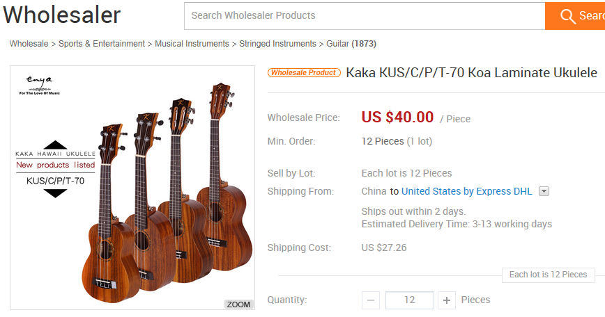 Kaka（カカ）KUS-70 の卸売価格は？ : tiger22 のウクレレ備忘録。